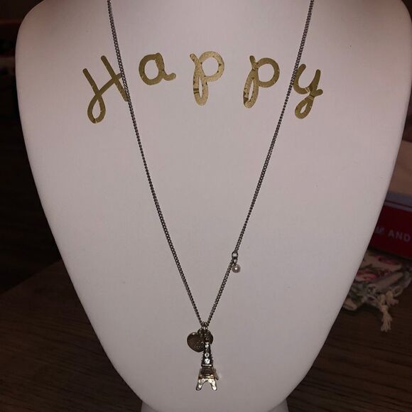 Anthropology necklace pearls with heart “I’m Yours” +Eiffel Tower + Ipsy… - Picture 1 of 10
